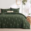 imageBedsure Botanical Floral Quilt Queen Size for Modern Farmhouse Decor Luxurious Summer Bedding Set Super Soft Bedspread Queen Size Lightweight Comforter with 2 Pillow Shams Blue 90x96 InchOlive Green
