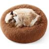 imageBedsure Calming Cat Beds for Indoor Cats  Small Cat Bed Washable 20 inches AntiSlip Round Fluffy Plush Faux Fur Pet Bed Fits up to 15 lbs Pets Aqua BlueCopper