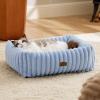imageBedsure Cute Dog Bed for Small Medium Dogs  Washable Furry Puppy Beds Rectangle Orthopedic Corduroy Fleece Pet Beds with Removable Zipper Cover 25x21x7inches Blush PinkBlue