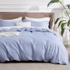imageBedsure Duvet Cover Queen Size  Soft Cationic Dyed Duvet Cover Set for Kids with Zipper Closure 3 Pieces Bedding SetBeige 90quotx90quotBlue No Comforter