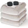 imageBedsure Electric Blanket King Size  Dual Control Heated Blanket King Size Fast Heating with 10 Time Settings ampamp 10 Heat Settings Warm Gift for Grandma 100x90 inches Grey02  Cream