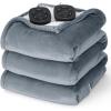 imageBedsure Electric Blanket King Size  Dual Control Heated Blanket King Size Fast Heating with 10 Time Settings ampamp 10 Heat Settings Warm Gift for Grandma 100x90 inches Grey01  Grey