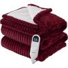 imageBedsure Electric Blanket Twin  Soft Ribbed Flannel Heated Blanket Heating Blanket with 10 Time Settings 6 Heat Settings and 8 hrs Timer Auto Shut Off 62x84 inches Grey05  Burgundy