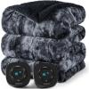 imageBedsure Faux Fur Heated Blanket Twin Size Fast Heating Electric Blanket Twin Size with 6 Heating Levels ampamp 10 Time Settings Cozy Gifts for Women Men 62x84 inches Denim Blue25  Black