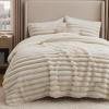 imageBedsure Faux Fur Queen Comforter Set  Beige Fluffy Comforter Queen Size Soft and Cozy Shaggy Bedding Comforter Sets Winter Warm Luxury Fuzzy Bed Set 3 Pieces 1 Comforter and 2 Pillowcases01  Beige