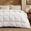 imageBedsure Feather Down Comforter Queen Size Ultra Soft Cotton Blend Fabric Luxurious Fluffy Hotel Duvet Insert with Storage Bag ampamp 8 Corner Tabs 90x90 Inches WhiteWhite