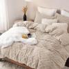 imageBedsure Fluffy Duvet Cover Set  Faux Fur Comforter Cover Queen Size Dark Grey Warm Plush Bedding for Winter 3Piece Set with Zipper Closure 90quotx90quot and 2 Pillow Shams Comforter Sold Separately04  Deep Beige No Comforter