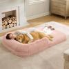 imageBedsure Foldable Human Dog Bed for People Adults 2 in 1 Calming Human Size Giant Dog Bed Fits Pet Families with Egg Foam Supportive Mat and Waterproof Liner Faux Fur Orthopedic Pet Sofa PinkPink