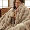 imageBedsure GentleSoft Fluffy Faux Fur Throw Blanket Fuzzy Soft Bubble Blanket for Couch Faux Fur Decor for Bedroom Living Room Housewarming Thick Warm Furry Cozy Gifts for Women Cream 50x60 InchBeige