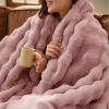 imageBedsure GentleSoft Fluffy Faux Fur Throw Blanket Fuzzy Soft Bubble Blanket for Couch Faux Fur Decor for Bedroom Living Room Housewarming Thick Warm Furry Cozy Gifts for Women Cream 50x60 InchDusty Rose