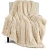 imageBedsure GentleSoft Fluffy Sherpa Fleece Faux Fur Blankets Queen Size for Bed Bedroom Decor Winter Thick Warm Full Queen Blankets Fuzzy Plush Soft Heavy Mink Tie Dye Grey Bedding Cozy Gifts 90x9002 Beige