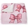 imageBedsure Gentlesoft Fleece Sherpa Throw Blanket for Couch Soft Gingham Bedding Thick Warm Blanket for Winter Cozy Gifts for Teen Girls Boys Kids Women Men Cute Plaid Decor for Home 50quotx60quot Brown10 Pink Bow