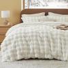 imageBedsure Luxurious Faux Fur Duvet Cover Queen Size Set  Ultra Soft ampamp Fluffy ampamp Cozy ampamp Warm  Elegant Shaggy Bubble Design Bedding with Duvet Cover and Pillow Shams Coconut White