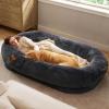 imageBedsure Memory Foam Human Dog Bed 72quotx48quotx12quot Calming Giant Human Dog Bed for Adults People Fits Pet Families with Storage Pocket Fluffy Faux Fur Orthopedic Dog Bean Bed PinkChiseled Stone