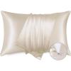 imageBedsure Satin Pillowcase for Hair  Ivory Satin Pillow Cases Standard Size with Zipper 2 Pack Similar to Silk Pillow Cases for Skin Silky ampamp Soft Gifts for Women Men 20x26 Inches01  Beige  Zipper