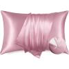 imageBedsure Satin Pillowcase for Hair  Ivory Satin Pillow Cases Standard Size with Zipper 2 Pack Similar to Silk Pillow Cases for Skin Silky ampamp Soft Gifts for Women Men 20x26 Inches10  Pink  Zipper