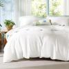 imageBedsure Striped Duvet Cover Queen Size  MoistureWicking Eucalyptus Lyocell Cotton ampamp Linen Hybrid Comforter Cover Set with Bowknot Ties Closure  GentleSoft ampamp Breathable Bedding Set  Seaweed Green02  Ivory White No Comforter