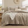 imageBedsure Waffle Comforter Set Queen Soft and Breathable Coconut White Bedding Comforter Set 3 Pieces 1 Waffle Weave Comforter 90quotx90quot and 2 Pillow Shams 20quotx26quot2quot08  Khaki
