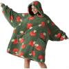 imageBedsure Wearable Blanket Hoodie Birthday Gifts for Girlfriend  Shaggy Sherpa Checkered Blanket Hoodie for Women Adults Men Warm Hooded Sweatshirt Chessboard PatternOlive Green