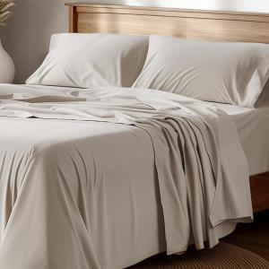 imageBedsure 100 Cotton Percale Sheets Queen Size Queen Sheet Set with Deep Pocket Up to 16 Inches Breathable ampamp Crirsp Soft Bedsheet ampamp Pillowcase Sets 4 Pieces White05  Linen
