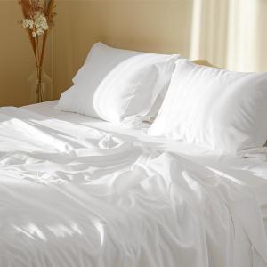imageBedsure 100 Cotton Percale Sheets Queen Size Queen Sheet Set with Deep Pocket Up to 16 Inches Breathable ampamp Crirsp Soft Bedsheet ampamp Pillowcase Sets 4 Pieces White01  White