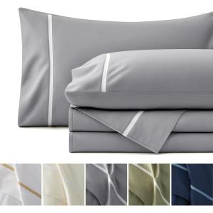 imageBedsure 100 Cotton Sheets King Size Set  500 Thread Count Cotton Sateen Bedsheets Luxury Hotel Quality Soft ampamp Breathable Bedsheets 16quot Deep Pocket 4Piece Include King Flat Sheet IvoryGray
