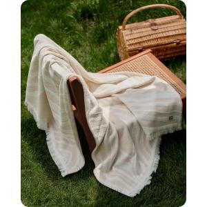 imageBedsure 100 Cotton Throw Blanket for Couch  Chenille Woven Textured Blanket Gifts for Women Cozy and Soft for All Seasons Home Decor Boho Throw for Bed Sofa Blue 50x60 Inches01  Beige