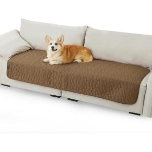 imageBedsure 100 Waterproof Couch Cover for Dogs Washable  Non Slip Waterproof Dog Blanket for Couch Sofa Lightweight Furniture Protector Durable for Pet Cat Puppy with NonSlip Bottom Grey 30x70INBison Brown