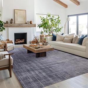 imageBedsure 5x7 Area Rugs for Living Room Machine Washable Rugs NonSlip Backing NonShedding Vintage Low Pile Easy Care Throw Carpet for Bedroom Dining Room Grey09  Dark Grey
