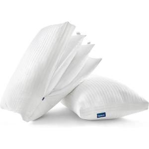 imageBedsure Adjustable Layer Bed Pillows for Sleeping  Luxury Fluffy King Pillows Set of 2 Assemblable Firmness ampamp Height with 100 Cotton Cover Machine Washable for Back Stomach or Side SleepersPolyster