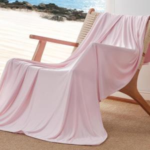 imageBedsure Beige Cooling Blanket for Hot Sleepers  Summer Cold Linen Beige Throw Blanket for Couch ArcChill Lightweight Bedding Cool Thin Ice Cold Cooled Throws with Rayon Derived from Bamboo 50x7006 Pink