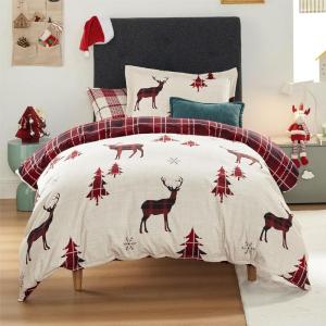 imageBedsure Christmas Duvet Cover Queen  Holiday Bedding Collection with a Festive Pattern Includes 1 Duvet Cover and 2 Pillow Shams Queen Gift Design01  Reindeer No Comforter