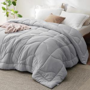 imageBedsure Comforters Queen Size  Down Alternative Comforter for All Season UltraSoft Prewashed Duvet with 4 Tabs Lightweight ampamp Warm Bedding  Machine Washable Linen Queen 88x88 InchesGrey