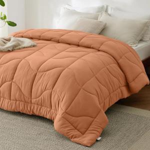 imageBedsure Comforters Queen Size  Down Alternative Comforter for All Season UltraSoft Prewashed Duvet with 4 Tabs Lightweight ampamp Warm Bedding  Machine Washable Linen Queen 88x88 InchesBurnt Orange