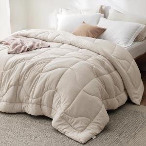 imageBedsure Comforters Queen Size  Down Alternative Comforter for All Season UltraSoft Prewashed Duvet with 4 Tabs Lightweight ampamp Warm Bedding  Machine Washable Linen Queen 88x88 InchesLinen