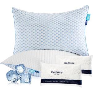 imageBedsure Cooling Bed Pillows for Sleeping Shredded Memory Foam King Pillows Set of 2 Luxury Cover Made of Rayon Derived from Bamboo Adjustable Firmness for Side Back Stomach and Hot SleepersQueen
