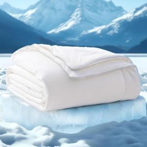 imageBedsure Cooling Blankets for Hot Sleepers  Cold and Lightweight Gift for Night Sweats Summer Blanket Full Size Ice Cooled Breathable Comforter for Bed and Couch Grey 80x90 InchesWhite