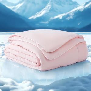 imageBedsure Cooling Blankets for Hot Sleepers  Cold and Lightweight Gift for Night Sweats Summer Blanket Full Size Ice Cooled Breathable Comforter for Bed and Couch Grey 80x90 InchesPink