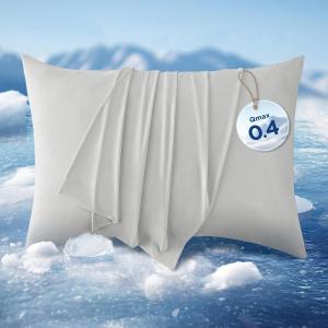 imageBedsure Cooling Pillow Cases Standard Size Set of 2 Cool Pillowcases for Hot Sleepers and Night Sweats Silky Soft ampamp Breathable Cold Pillow Covers with Hidden Zipper Green 20x26 InchesGrey