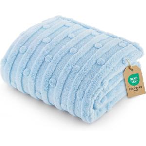 imageBedsure Dog Blanket for Small Dogs Washable  Fluffy Fuzzy Puppy Cat Blanket with Premium 300GSM Coral Fleece Soft for Pet Kitten Doggy Green 25x35INBlue Dot