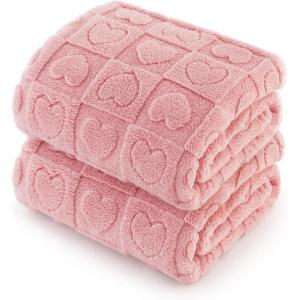 imageBedsure Dog Blanket for Small Dogs Washable  Fluffy Fuzzy Puppy Cat Blanket with Premium 300GSM Coral Fleece Soft for Pet Kitten Doggy Green 25x35INPcs2 Pink Heart