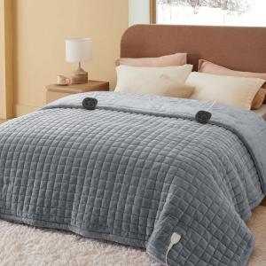 imageBedsure Electric Blanket King Size  Dual Control Heated Blanket King Size Fast Heating with 10 Time Settings ampamp 10 Heat Settings Warm Gift for Grandma 100x90 inches Grey22  Formal Gray