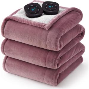 imageBedsure Electric Blanket King Size  Dual Control Heated Blanket King Size Fast Heating with 10 Time Settings ampamp 10 Heat Settings Warm Gift for Grandma 100x90 inches Grey09  Woodrose