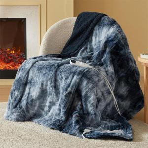 imageBedsure Electric Blanket King Size  Dual Control Heated Blanket King Size Fast Heating with 10 Time Settings ampamp 10 Heat Settings Warm Gift for Grandma 100x90 inches Grey28  Navy