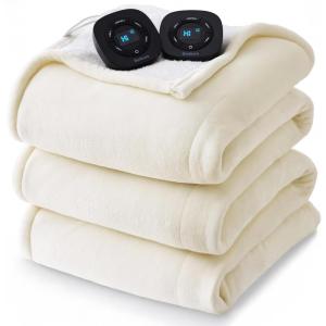 imageBedsure Electric Blanket King Size  Dual Control Heated Blanket King Size Fast Heating with 10 Time Settings ampamp 10 Heat Settings Warm Gift for Grandma 100x90 inches Grey11  Lvory