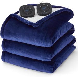 imageBedsure Electric Blanket King Size  Dual Control Heated Blanket King Size Fast Heating with 10 Time Settings ampamp 10 Heat Settings Warm Gift for Grandma 100x90 inches Grey08  Pageant Blue