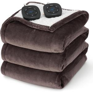 imageBedsure Electric Blanket King Size  Dual Control Heated Blanket King Size Fast Heating with 10 Time Settings ampamp 10 Heat Settings Warm Gift for Grandma 100x90 inches Grey10  Brown