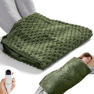 imageBedsure Electric Foot Warmer Bed Foot Warmer Fast Heating Versatile Extra Large Heating Pad for Feet Back and Full Body Gifts for Women Men and Mom Auto Shut Off 20x33 Inches Charcoal Grey01  Dark Green