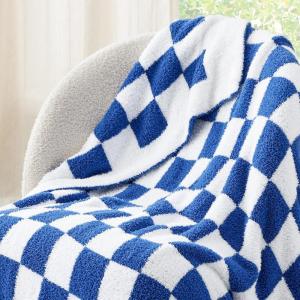 imageBedsure Fall Throw Blanket for Couch  Super Soft Cozy ampamp Warm Knit Checkered Blanket Breathable Lightweight ampamp Fluffy for Bed ampamp Sofa Gentlesoft Black 50x60 Inches01  Checkered High Tide