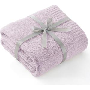 imageBedsure Fall Throw Blanket for Couch  Super Soft Cozy ampamp Warm Knit Checkered Blanket Breathable Lightweight ampamp Fluffy for Bed ampamp Sofa Gentlesoft Black 50x60 Inches02  Purple